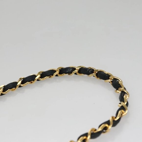 CHANEL Chain Matelasse Shoulder Bag Lamb Skin Black Gold CC Auth PP133 - Picture 9 of 16